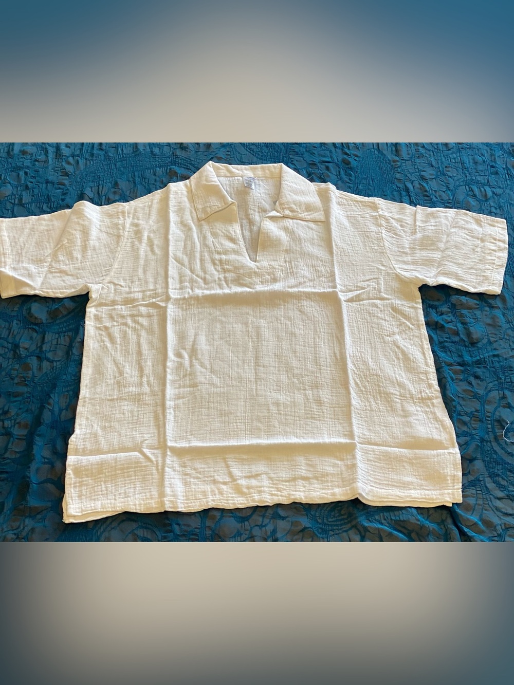 Men's White Casual Short-Sleeve Button-Down Shirt